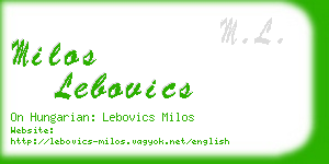 milos lebovics business card